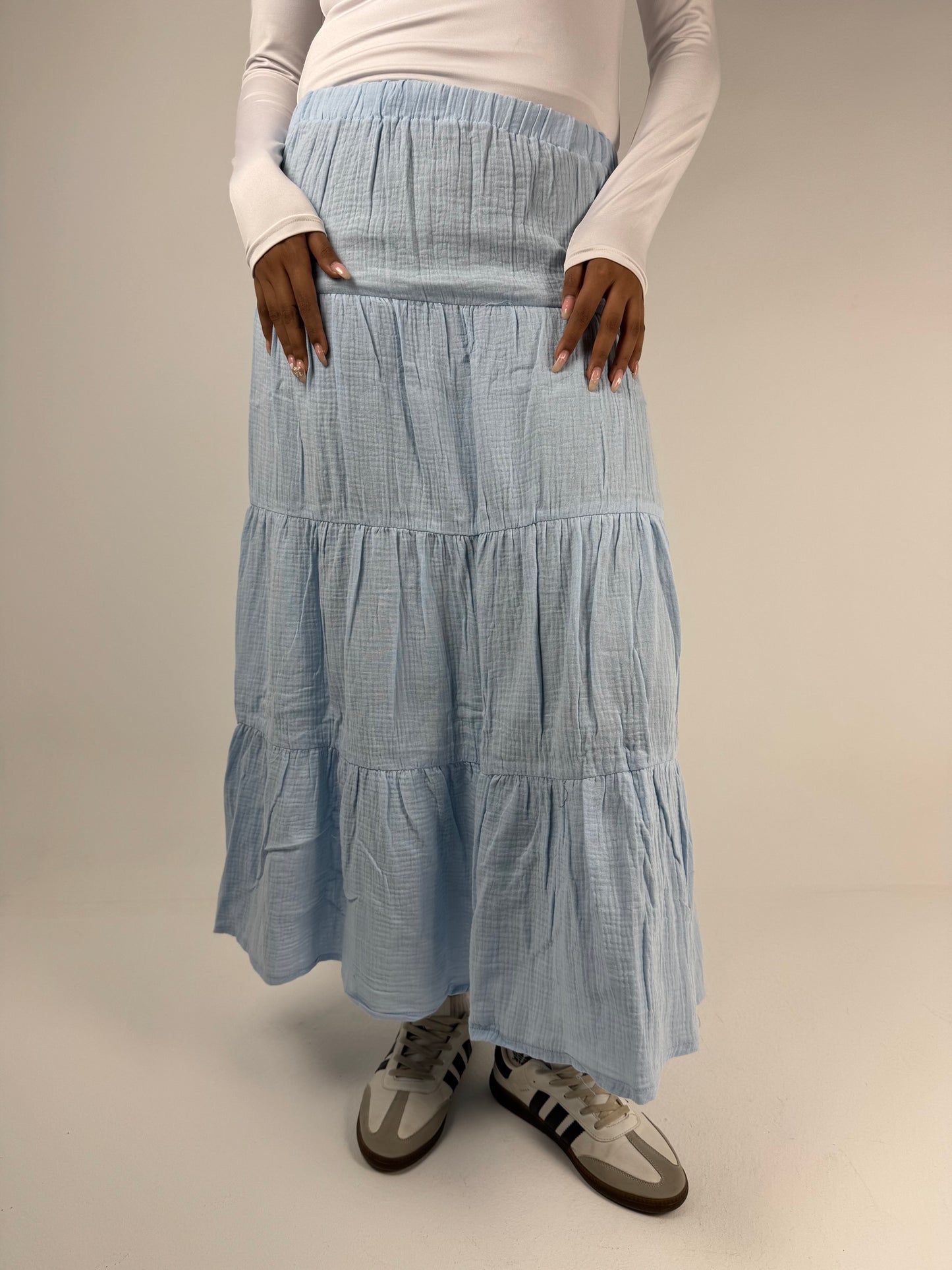 LINEN SKIRT ( BABY BLUE )