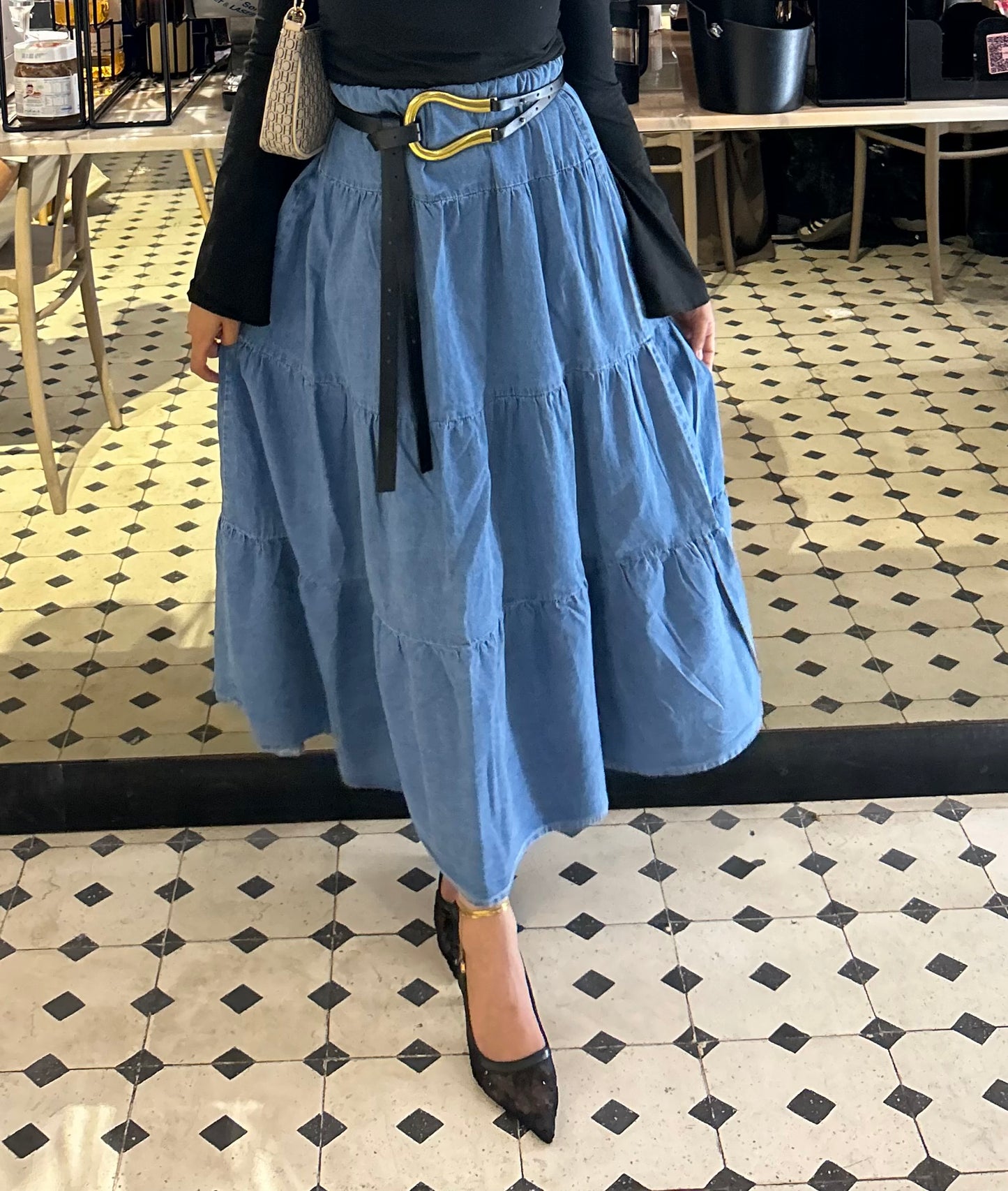 DENIM SKIRT ( BLUE )