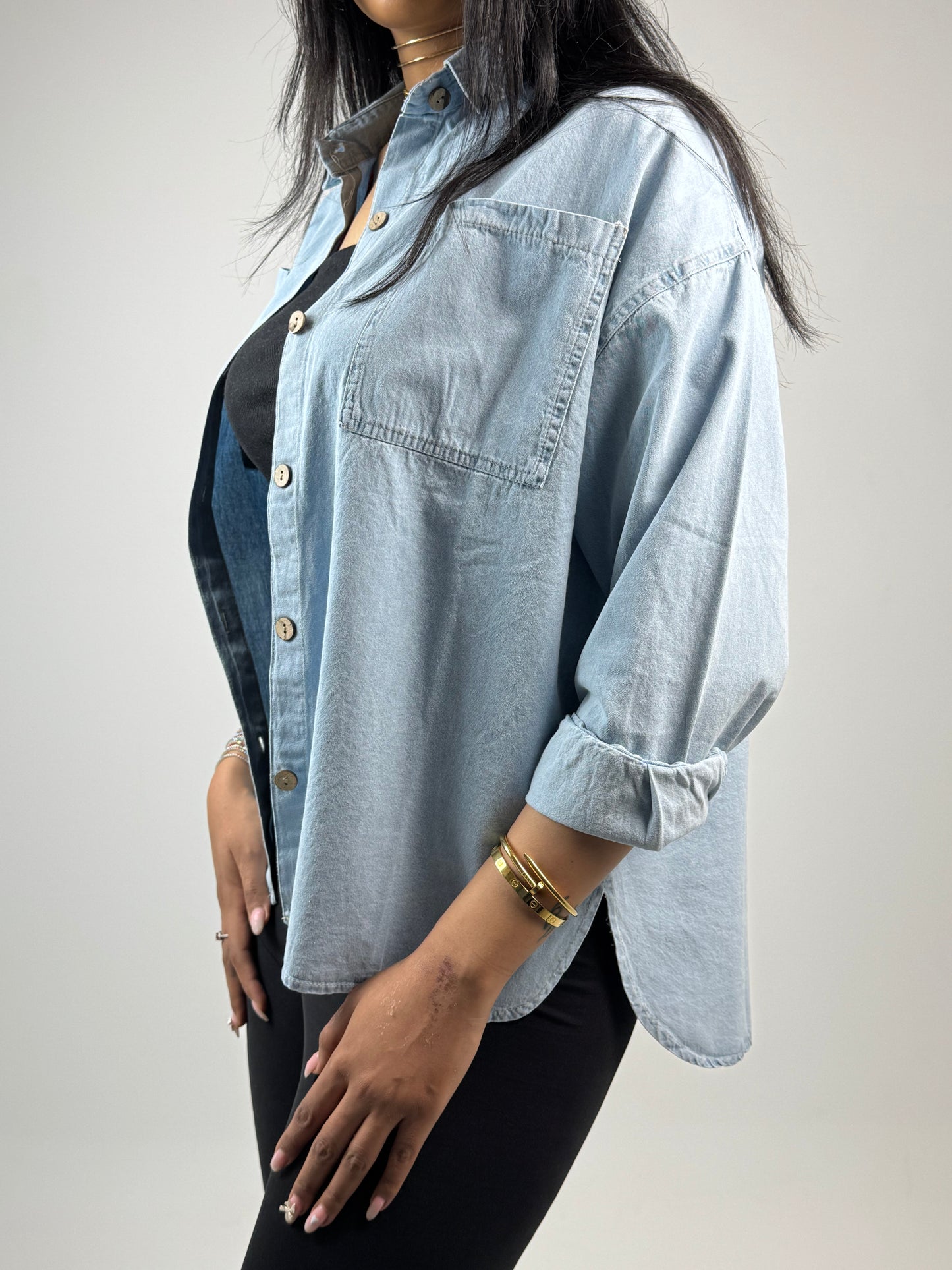 OVER SIZE DENIM SHIRT ( LIGHT BLUE )