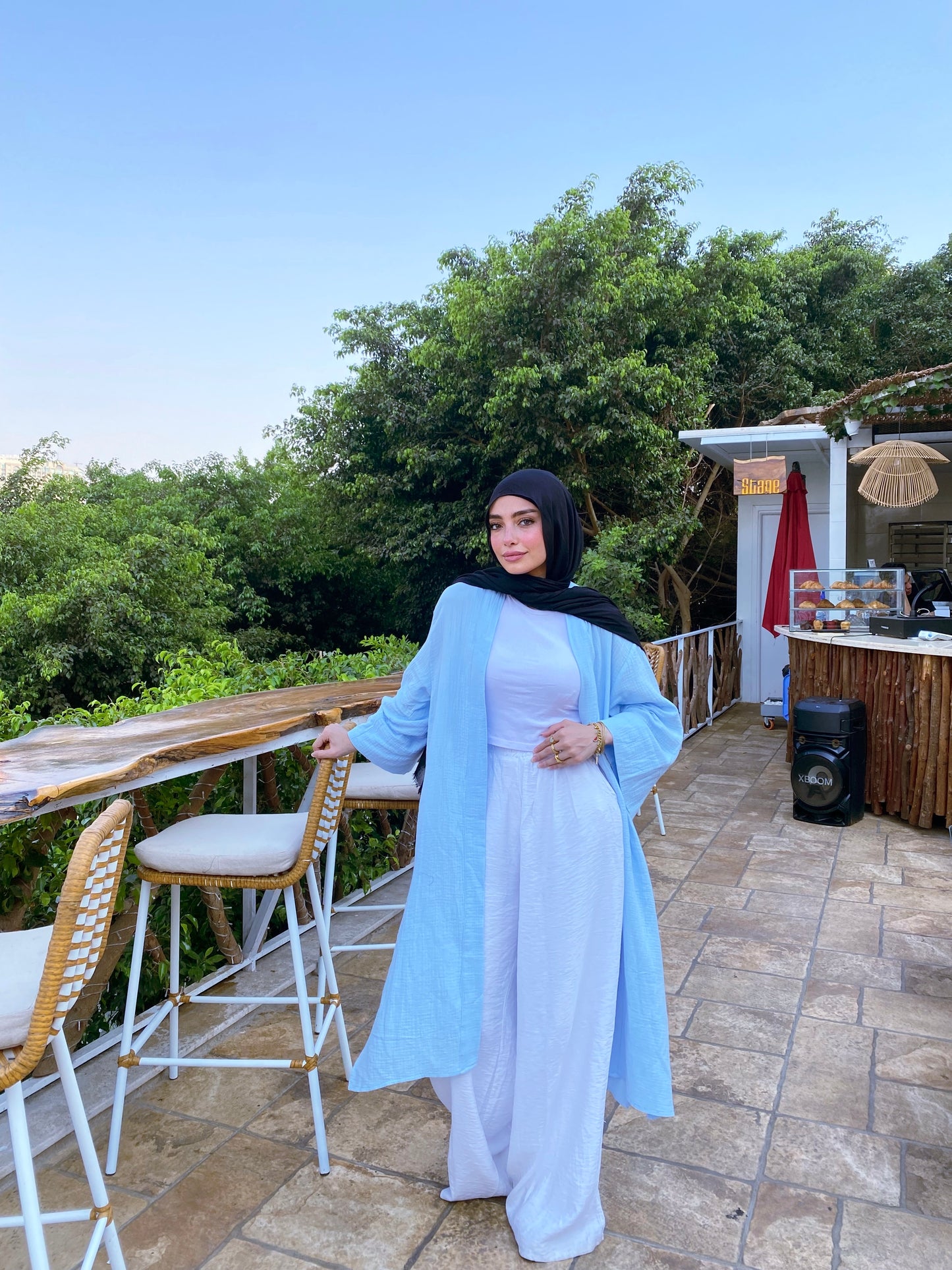 LINEN CARDEGAN ( BABY BLUE )