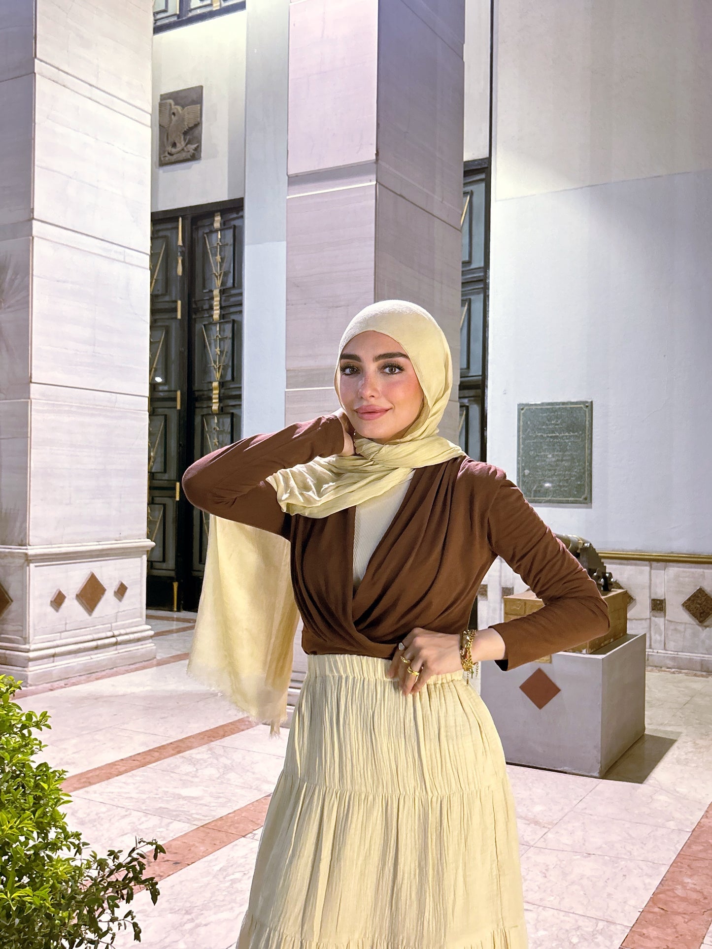 LINEN SKIRT ( BEIGE )