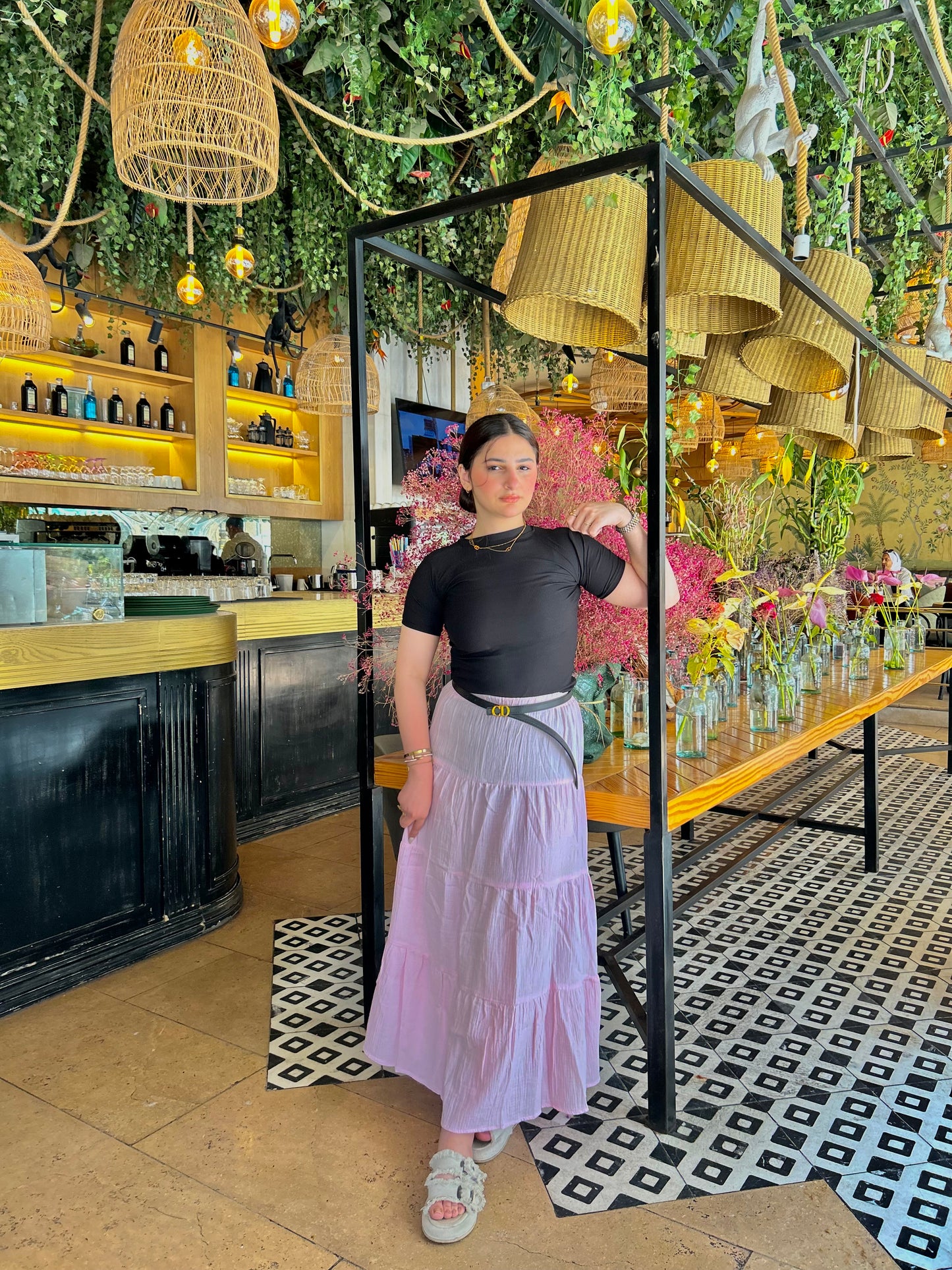 LINEN SKIRT ( PINK )