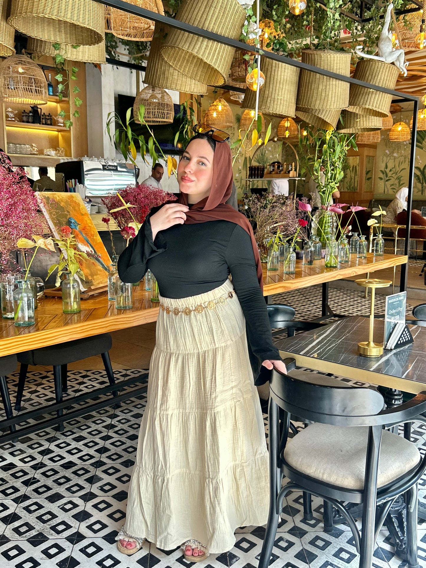 LINEN SKIRT ( BEIGE )