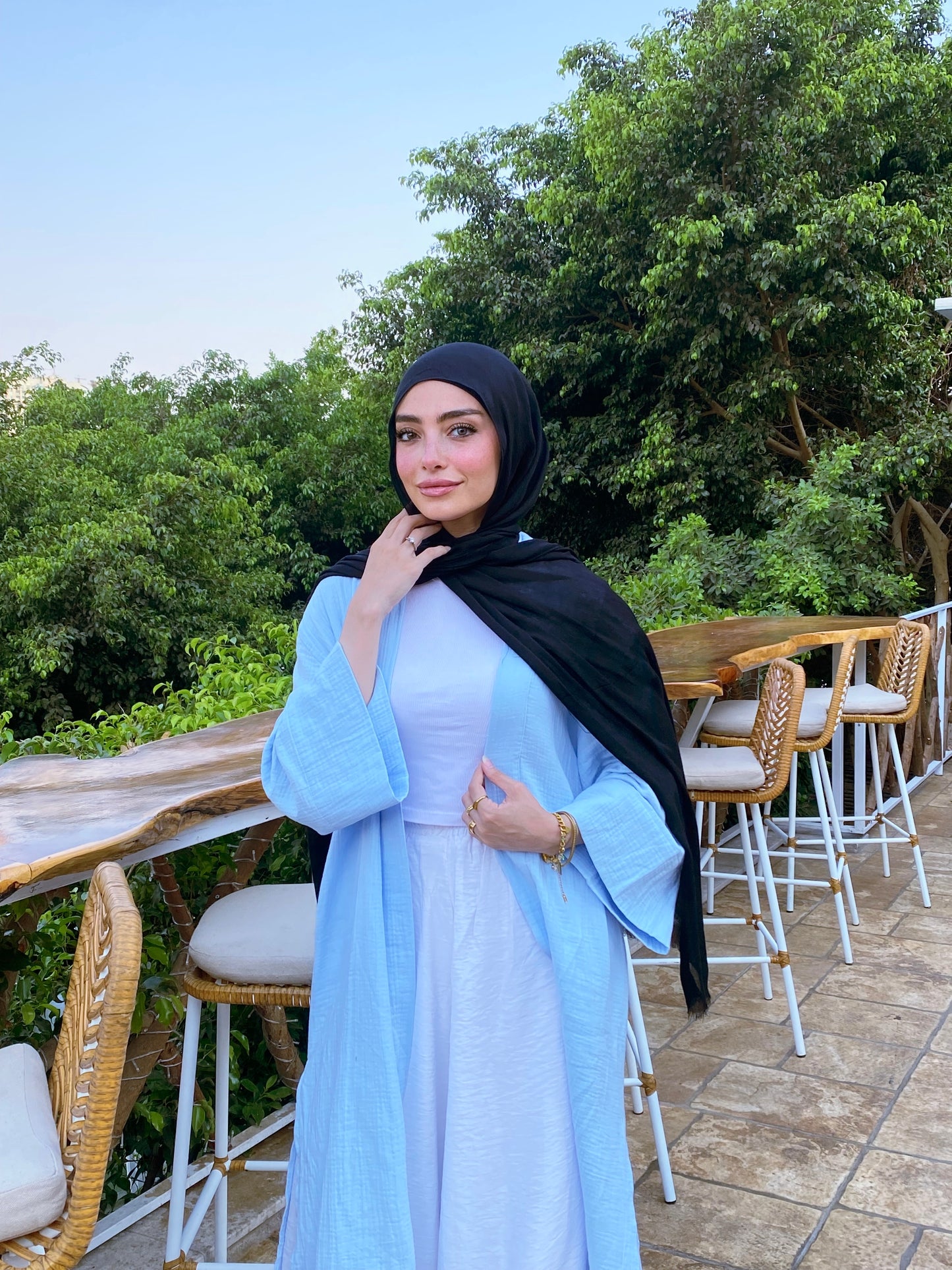 LINEN CARDEGAN ( BABY BLUE )