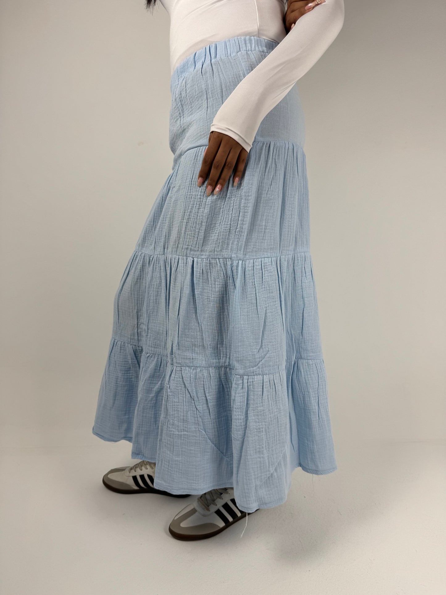 LINEN SKIRT ( BABY BLUE )