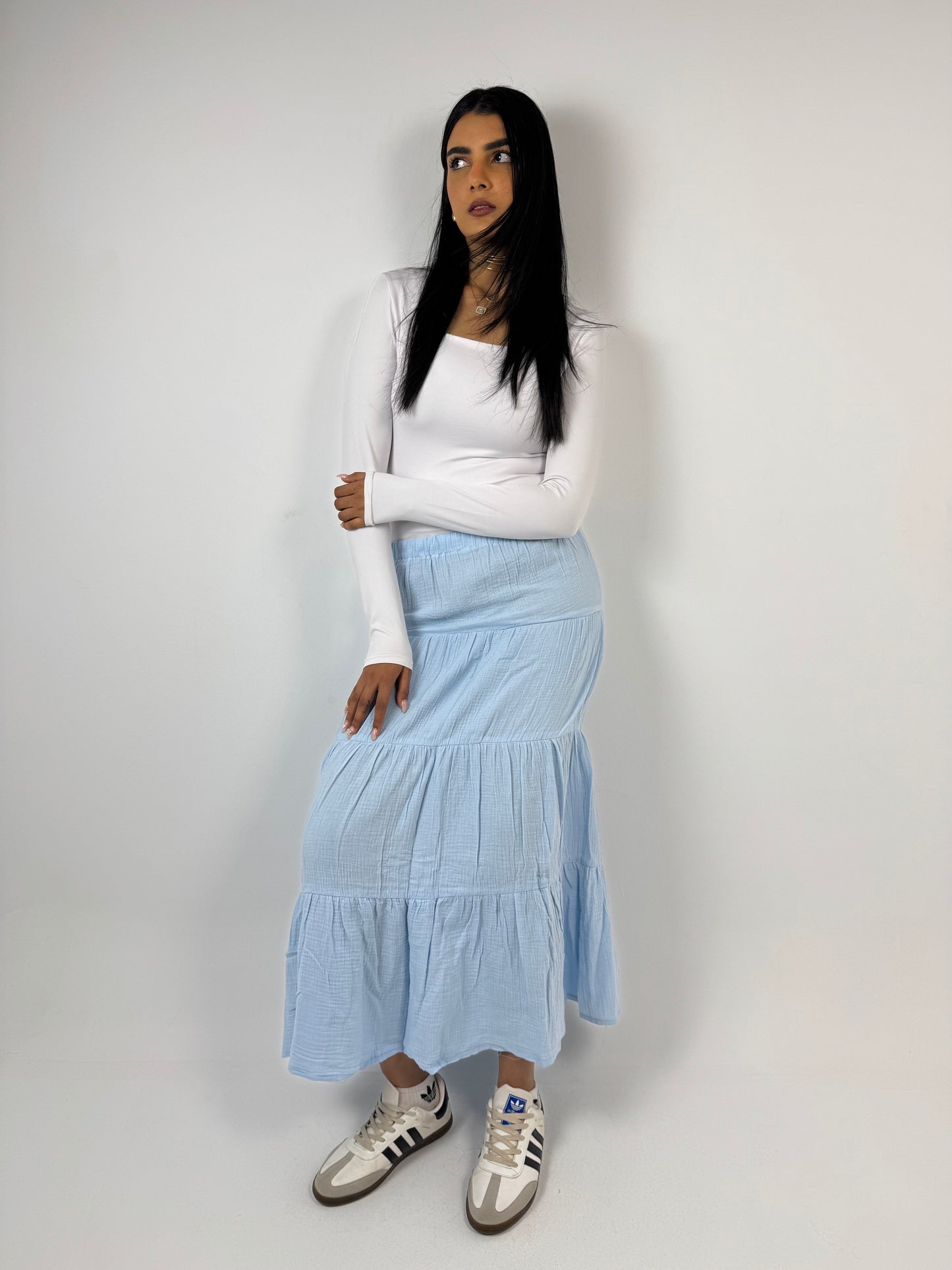 LINEN SKIRT ( BABY BLUE )