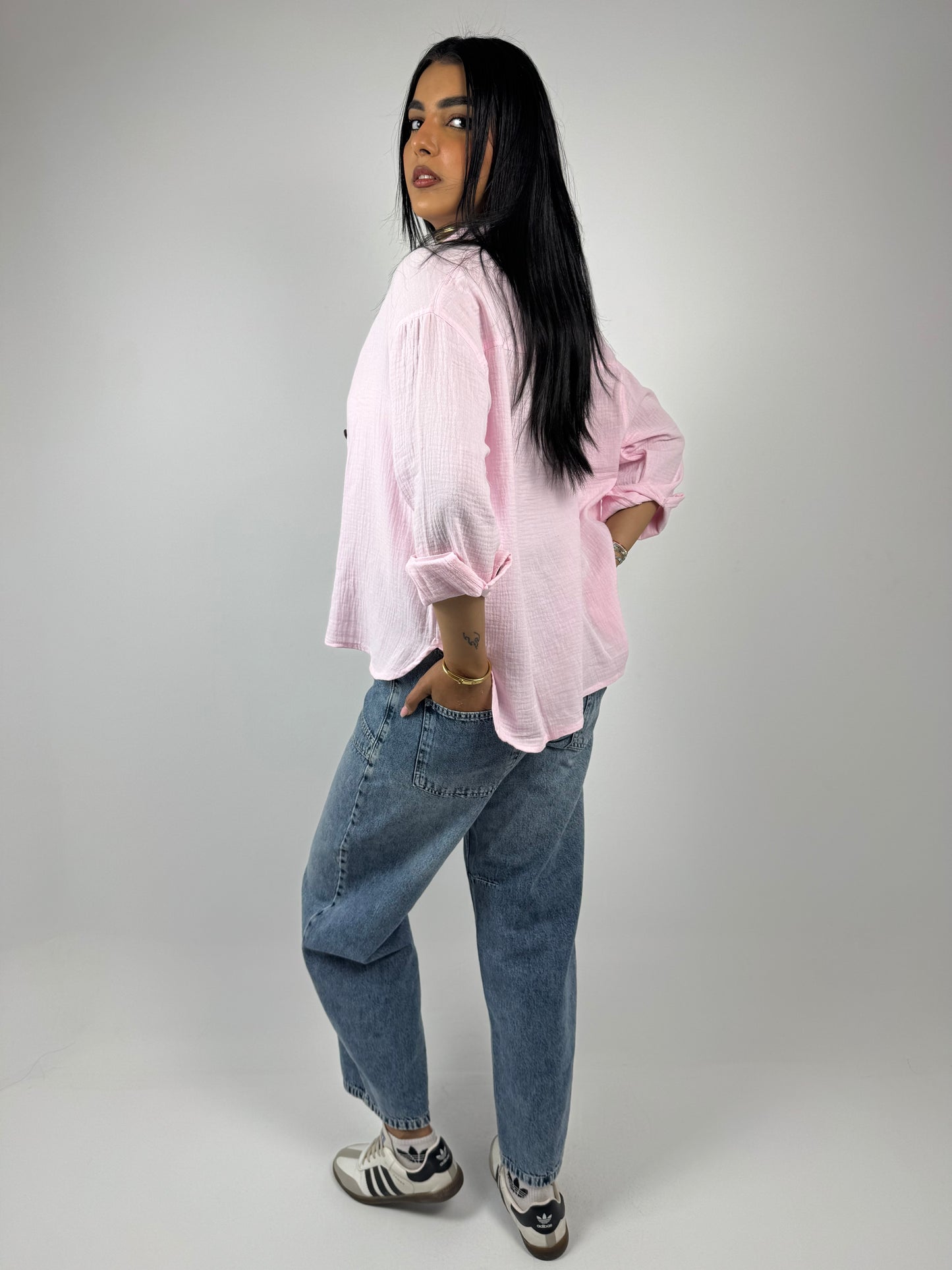 OVER SIZE COTTON SHIRT ( PINK )
