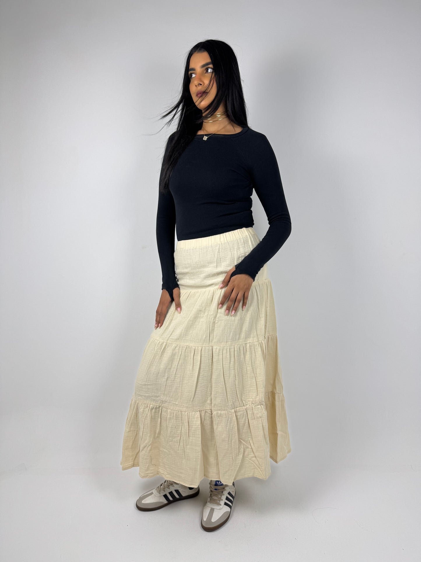 LINEN SKIRT ( BEIGE )