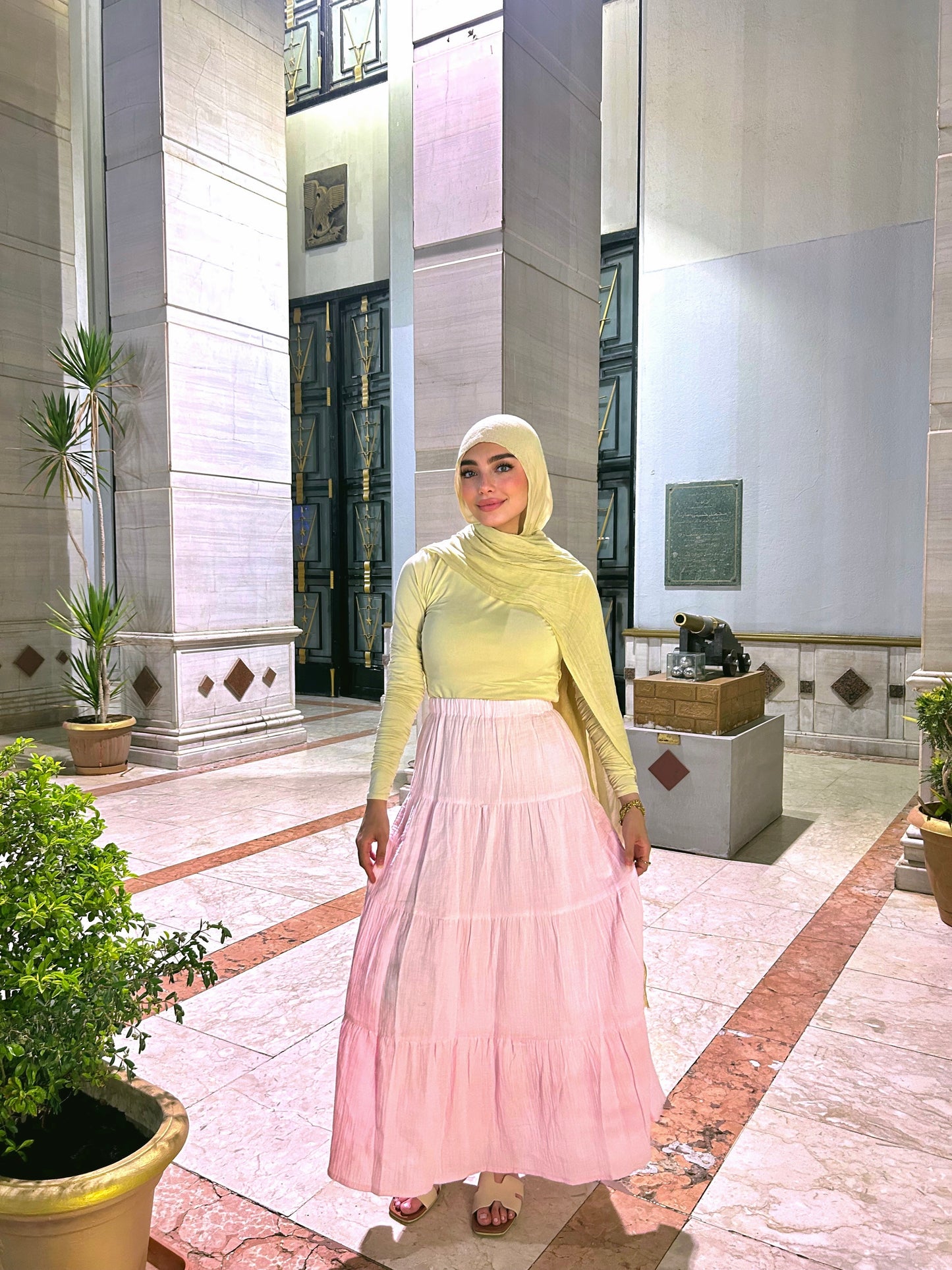 LINEN SKIRT ( PINK )