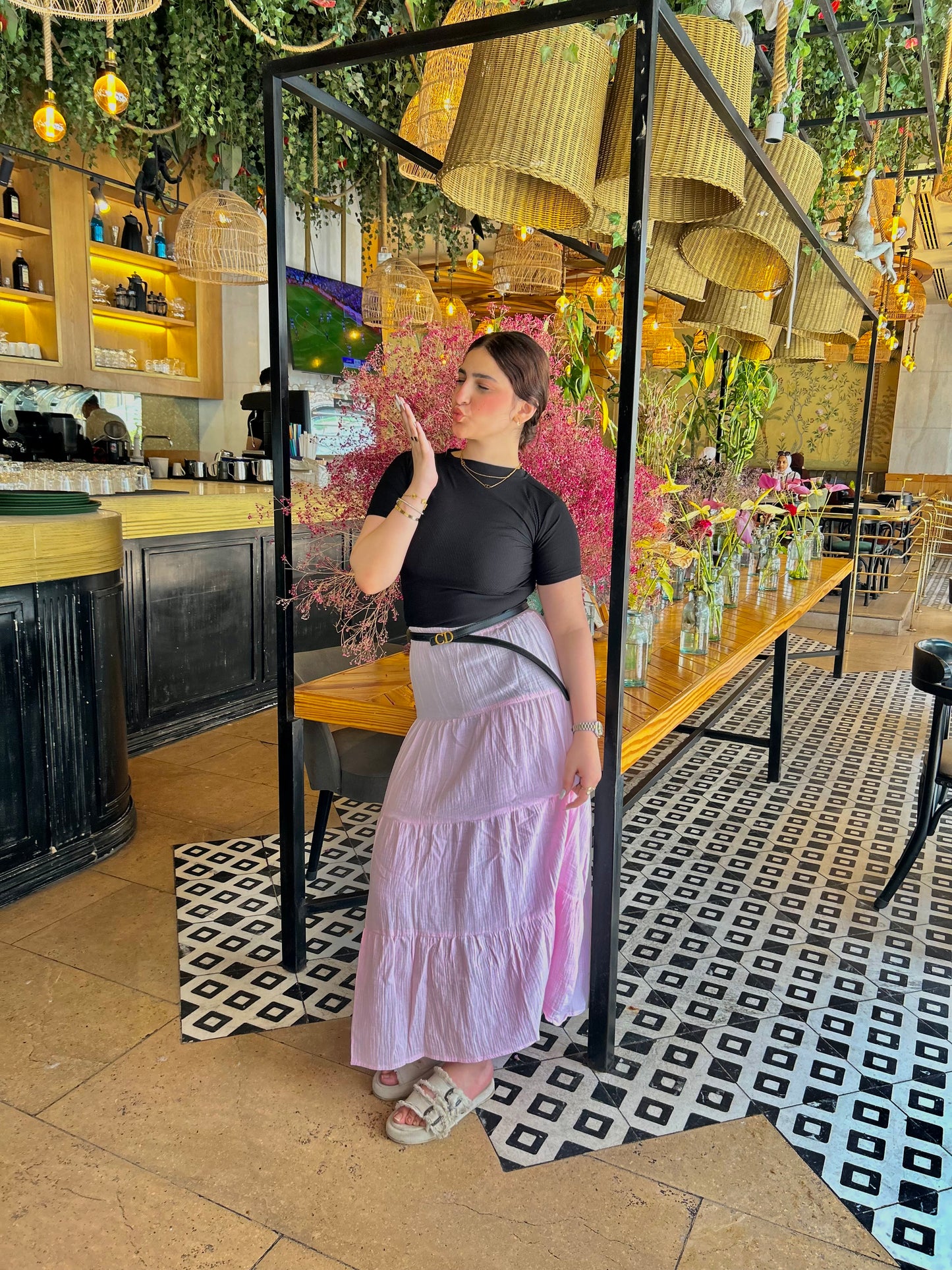 LINEN SKIRT ( PINK )