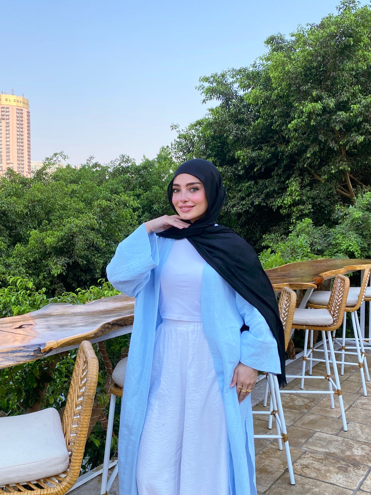 LINEN CARDEGAN ( BABY BLUE )