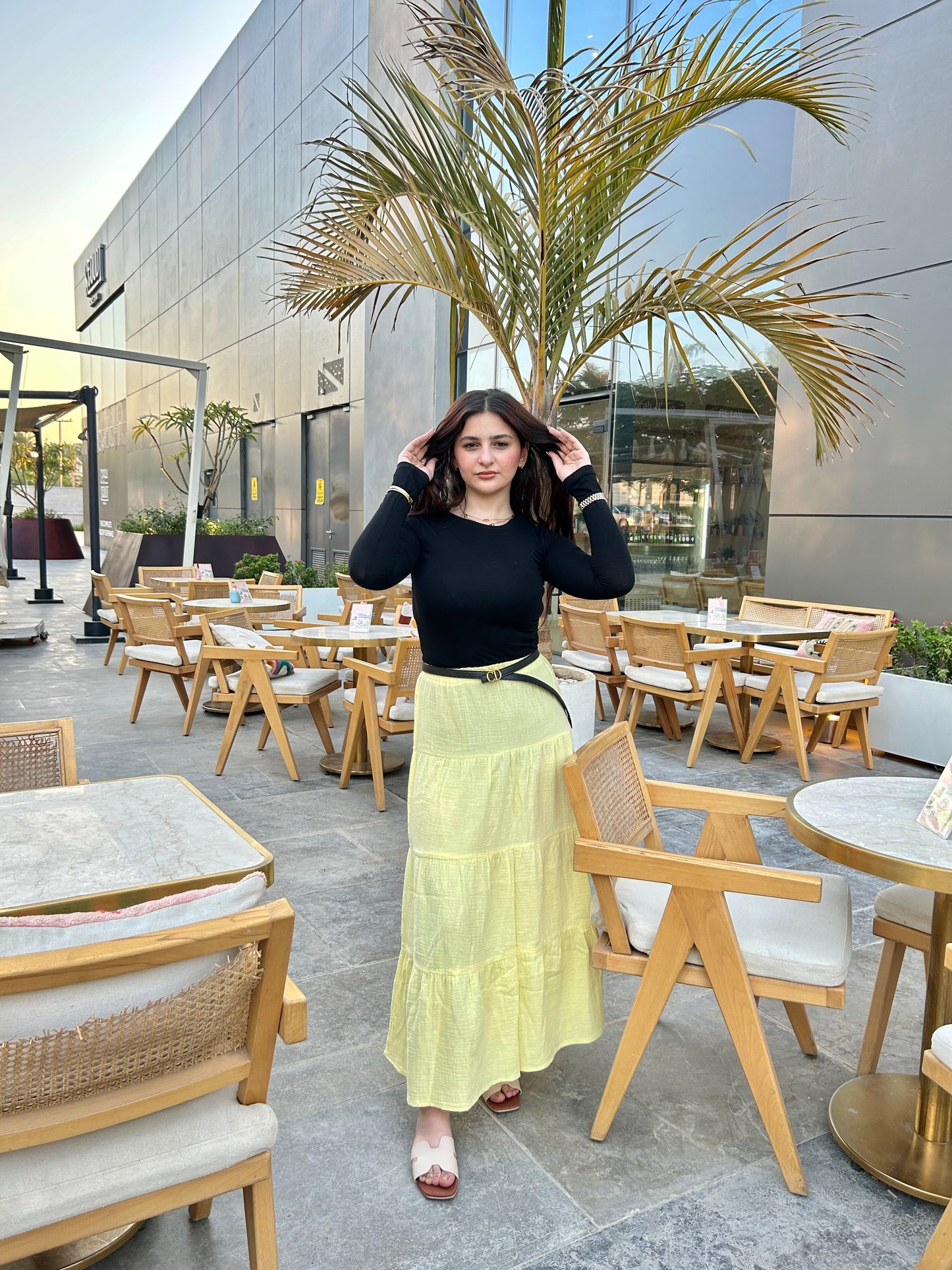 LINEN SKIRT ( YELLOW )