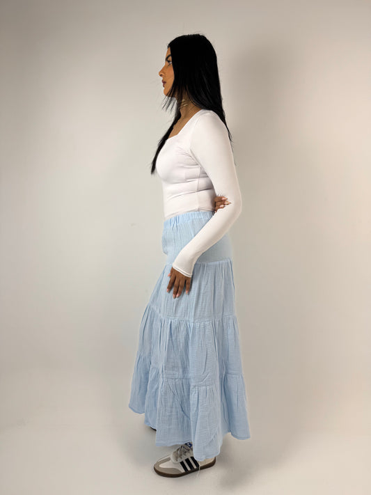 LINEN SKIRT ( BABY BLUE )