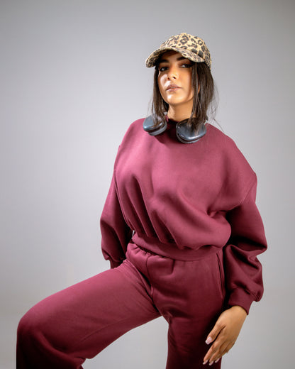 Oversized Cotton Suit- Burgundy