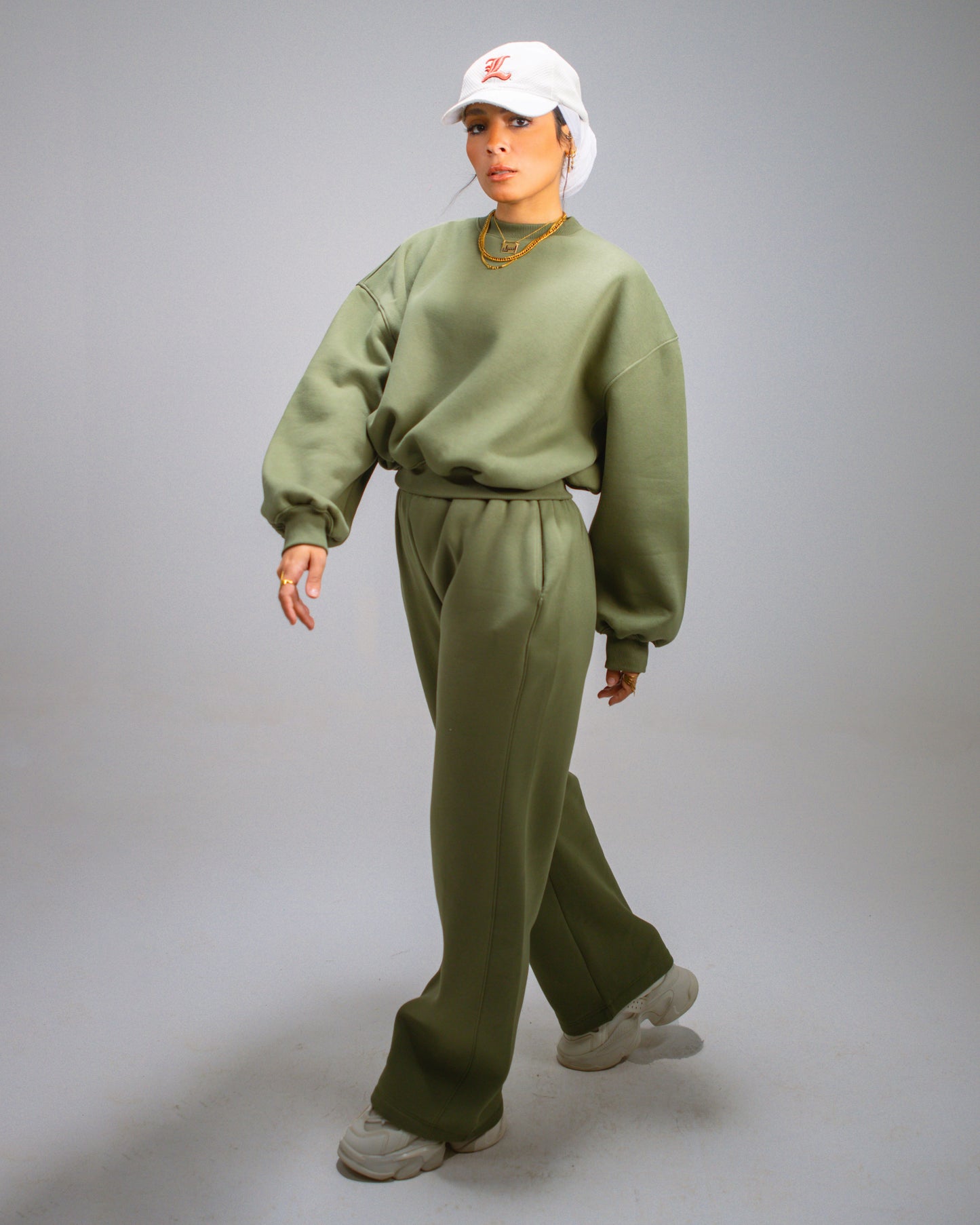 Oversized Cotton suit- Olive