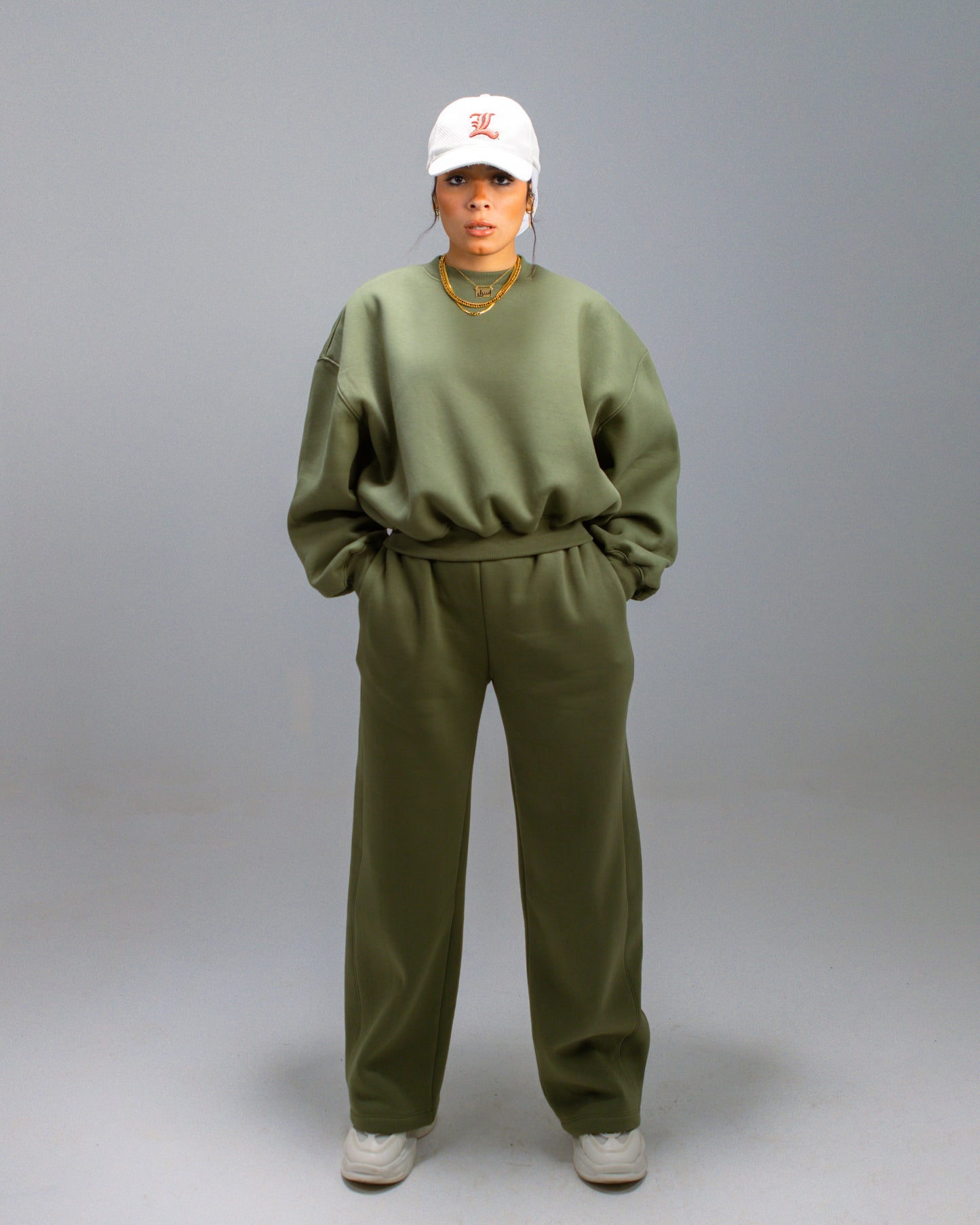 Oversized Cotton suit- Olive