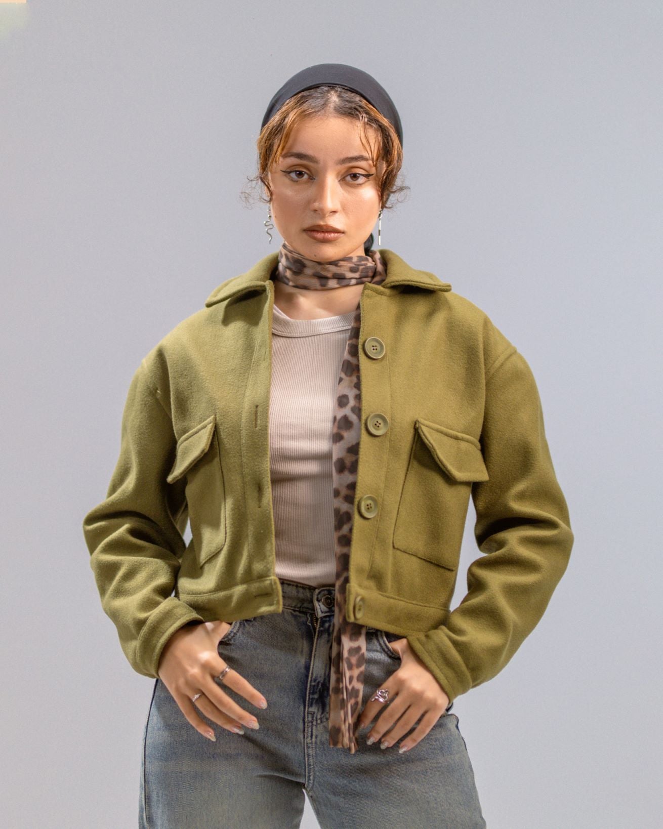 Cropped Wool Jacket – Macha