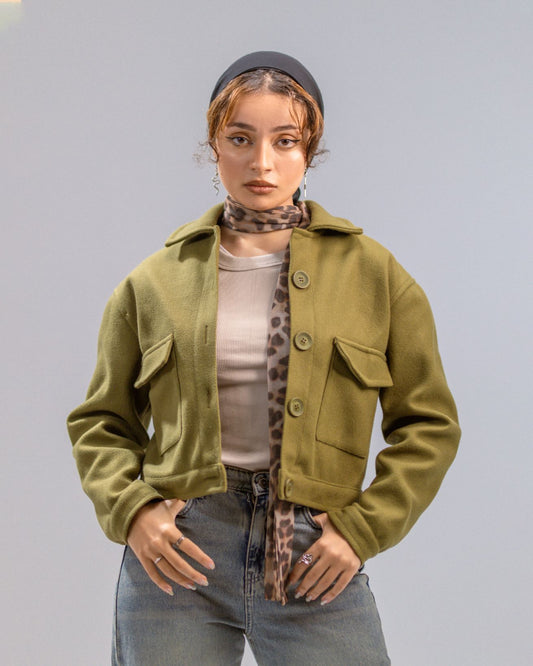 Cropped Wool Jacket – Macha