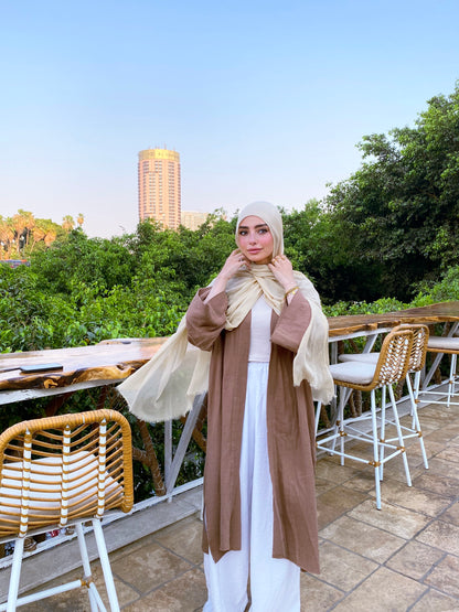 LINEN CARDEGAN ( BROWN )