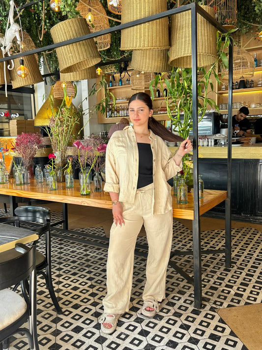 OVER SIZE LINEN SUIT ( BEIGE )