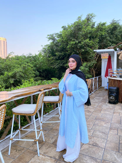 LINEN CARDEGAN ( BABY BLUE )