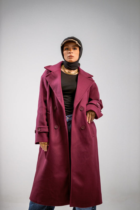 Wool Coat - Burgundy