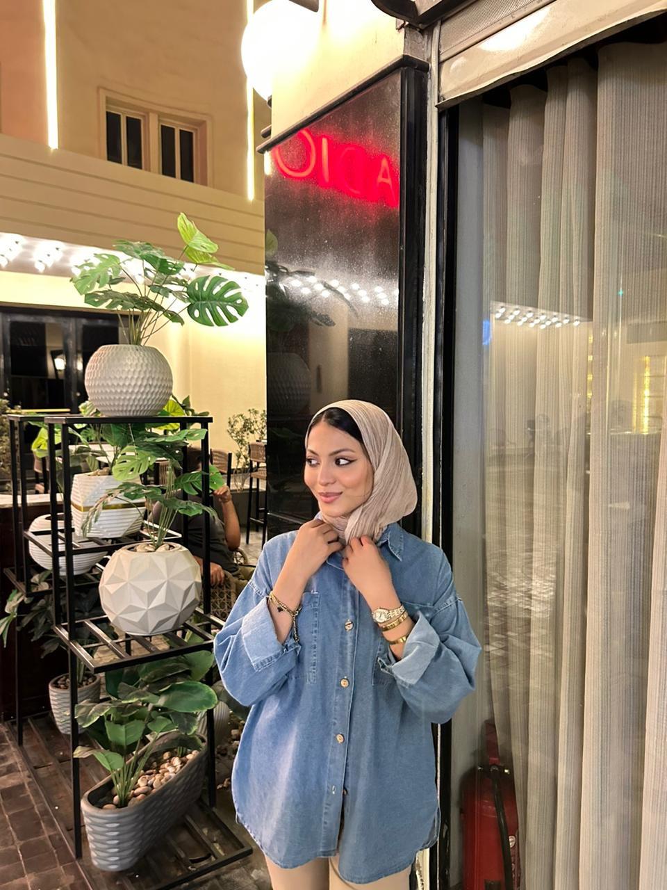 OVER SIZE DENIM SHIRT ( BLUE )