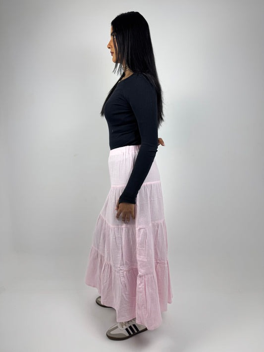 LINEN SKIRT ( PINK )