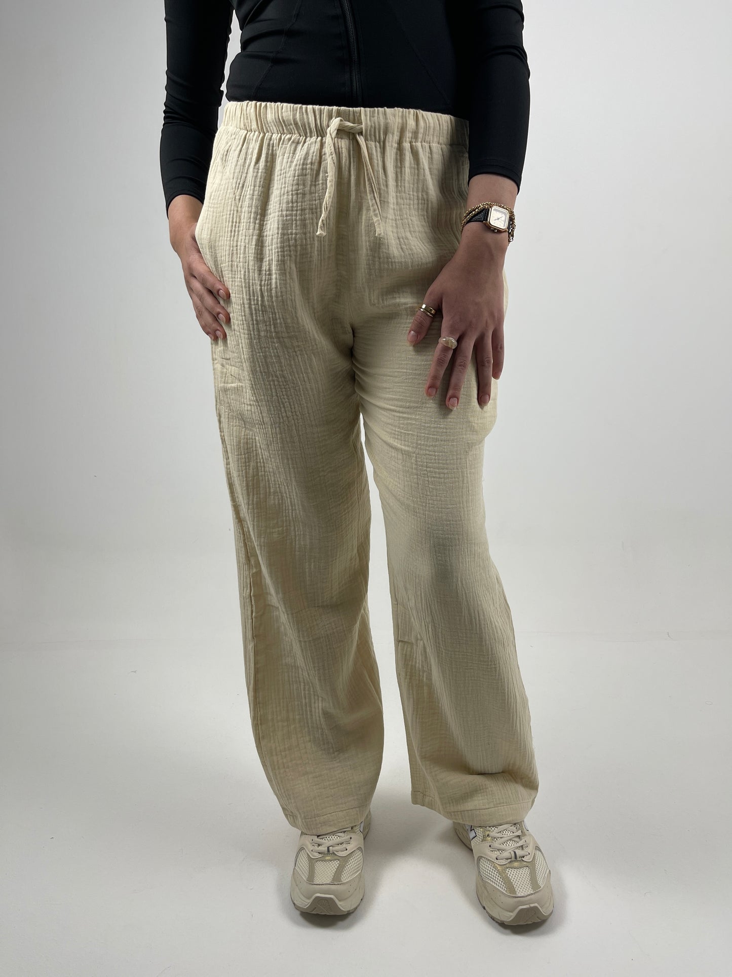 WIDE LEG LINEN PANTS ( BEIGE)