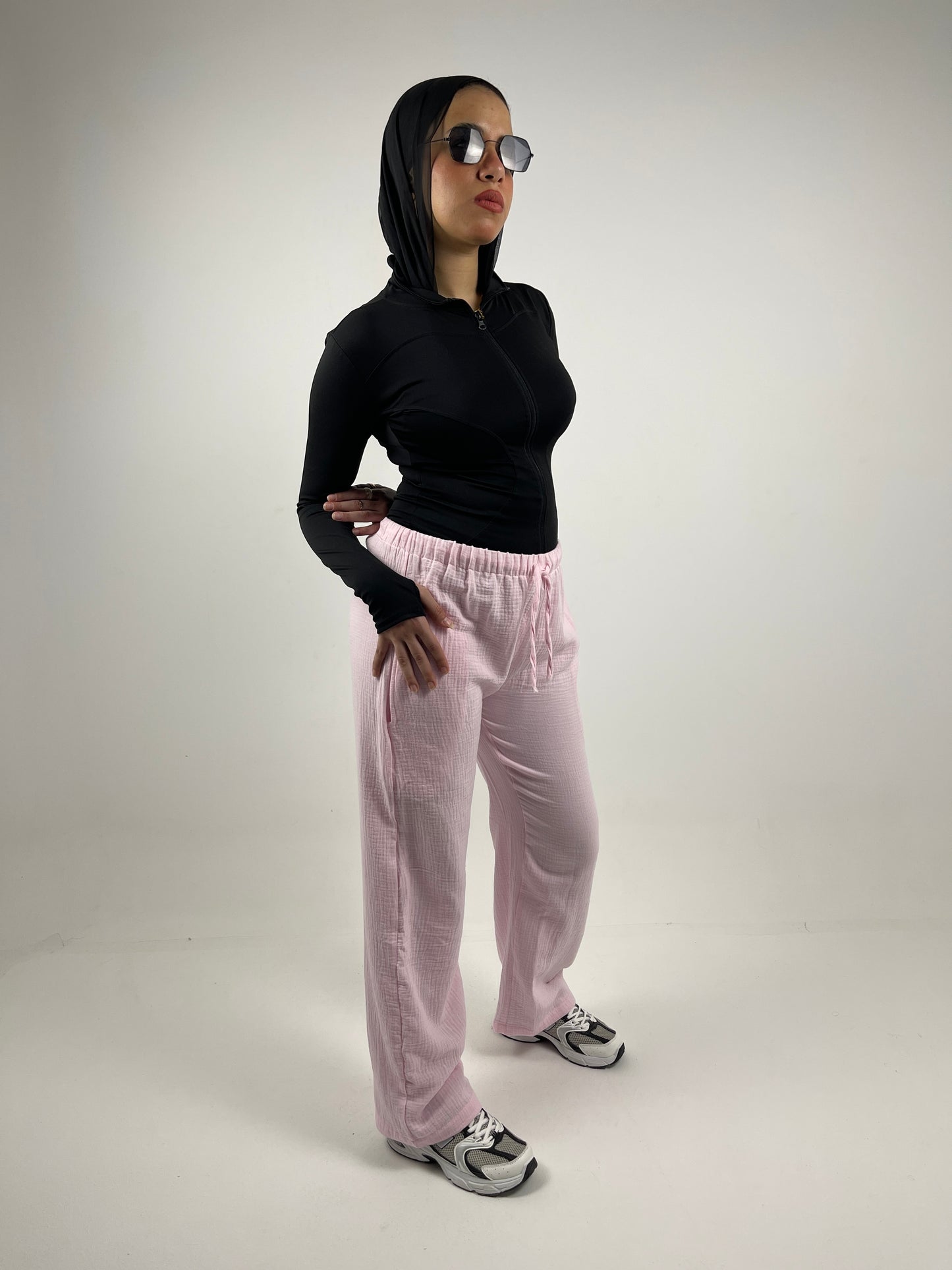WIDE LEG LINEN PANTS ( PINK )