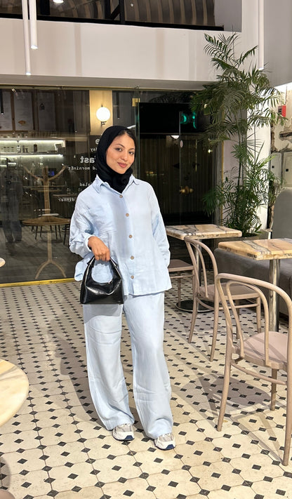 LINEN SUIT ( BABY BLUE )