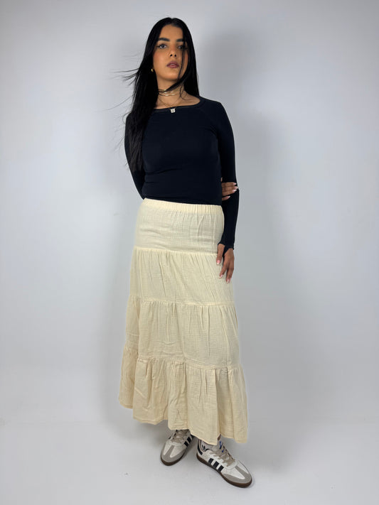 LINEN SKIRT ( BEIGE )