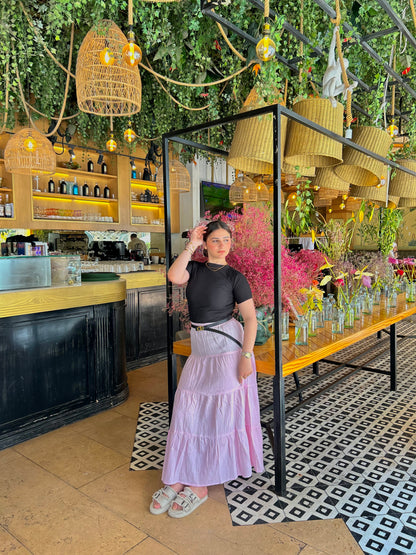 LINEN SKIRT ( PINK )