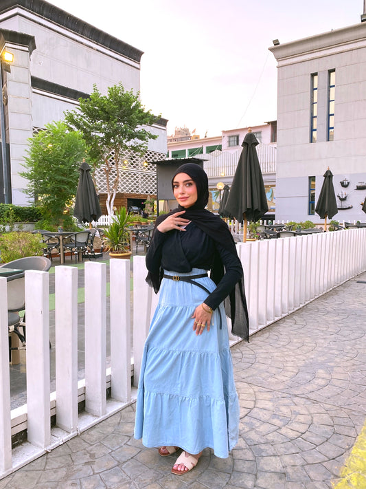 DENIM SKIRT ( LIGHT BLUE )