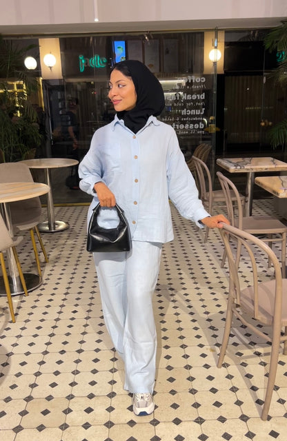 LINEN SUIT ( BABY BLUE )