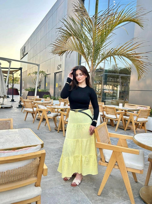 LINEN SKIRT ( YELLOW )