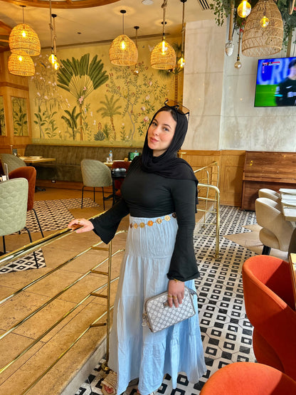 LINEN SKIRT ( BABY BLUE )