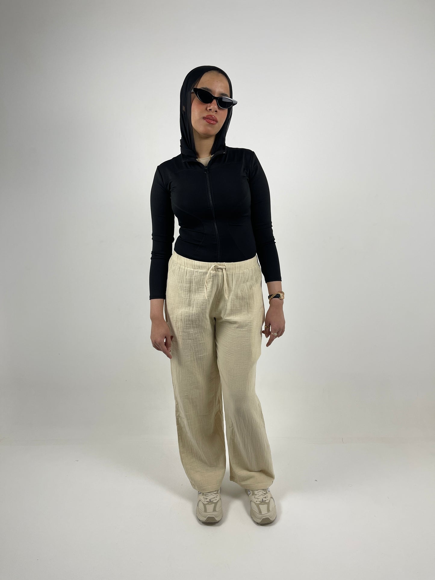 WIDE LEG LINEN PANTS ( BEIGE)