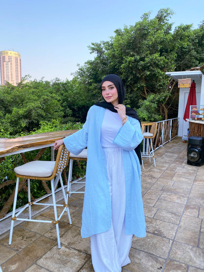 LINEN CARDEGAN ( BABY BLUE )
