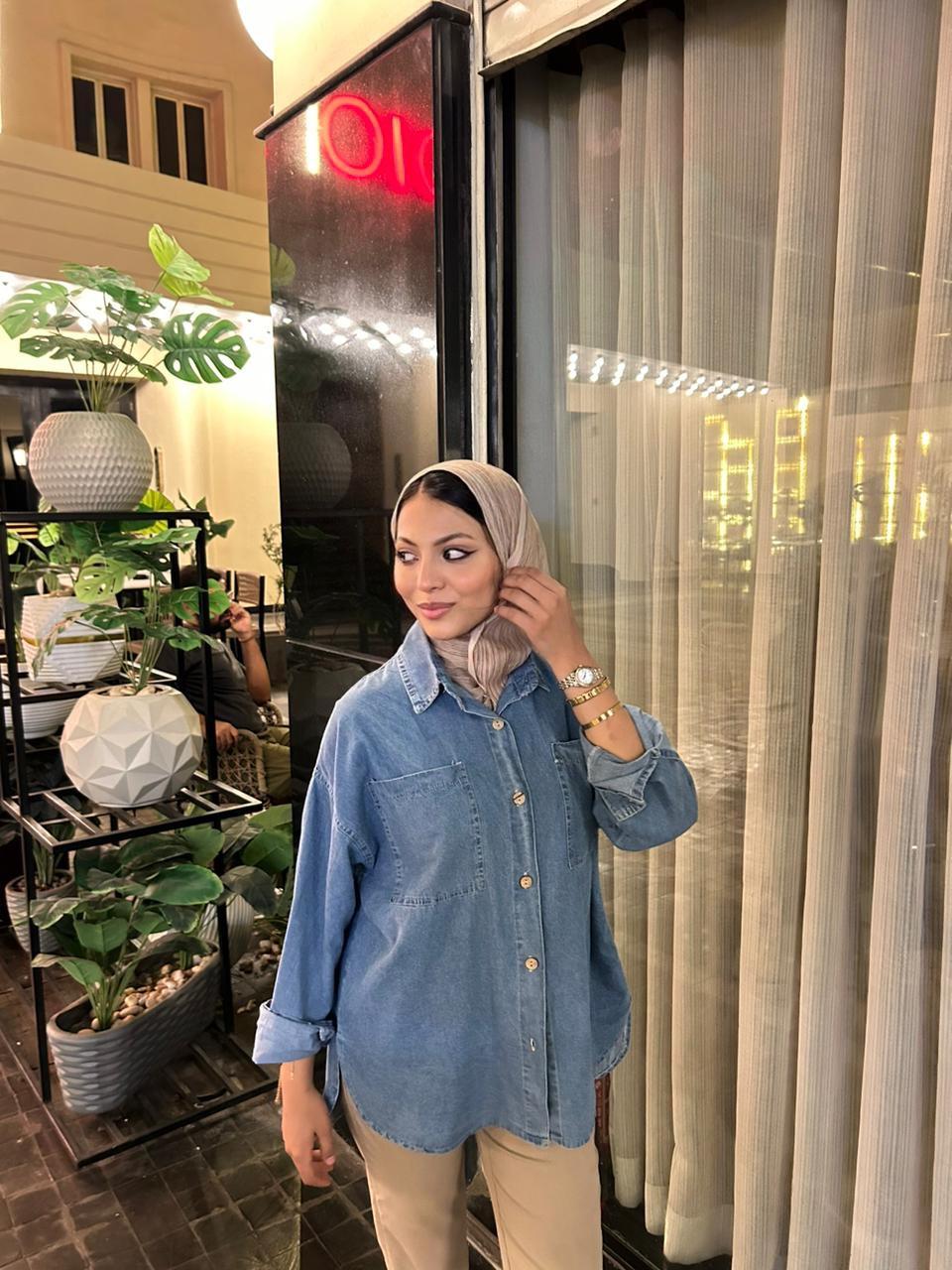 OVER SIZE DENIM SHIRT ( BLUE )