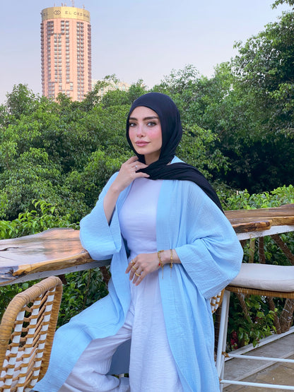 LINEN CARDEGAN ( BABY BLUE )