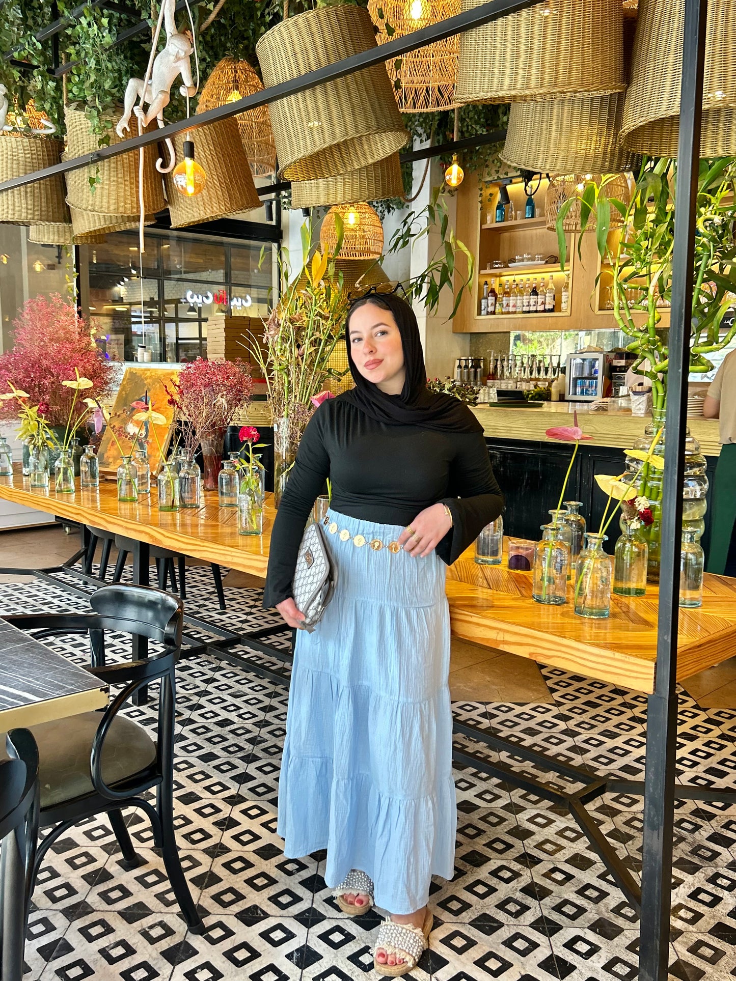 LINEN SKIRT ( BABY BLUE )