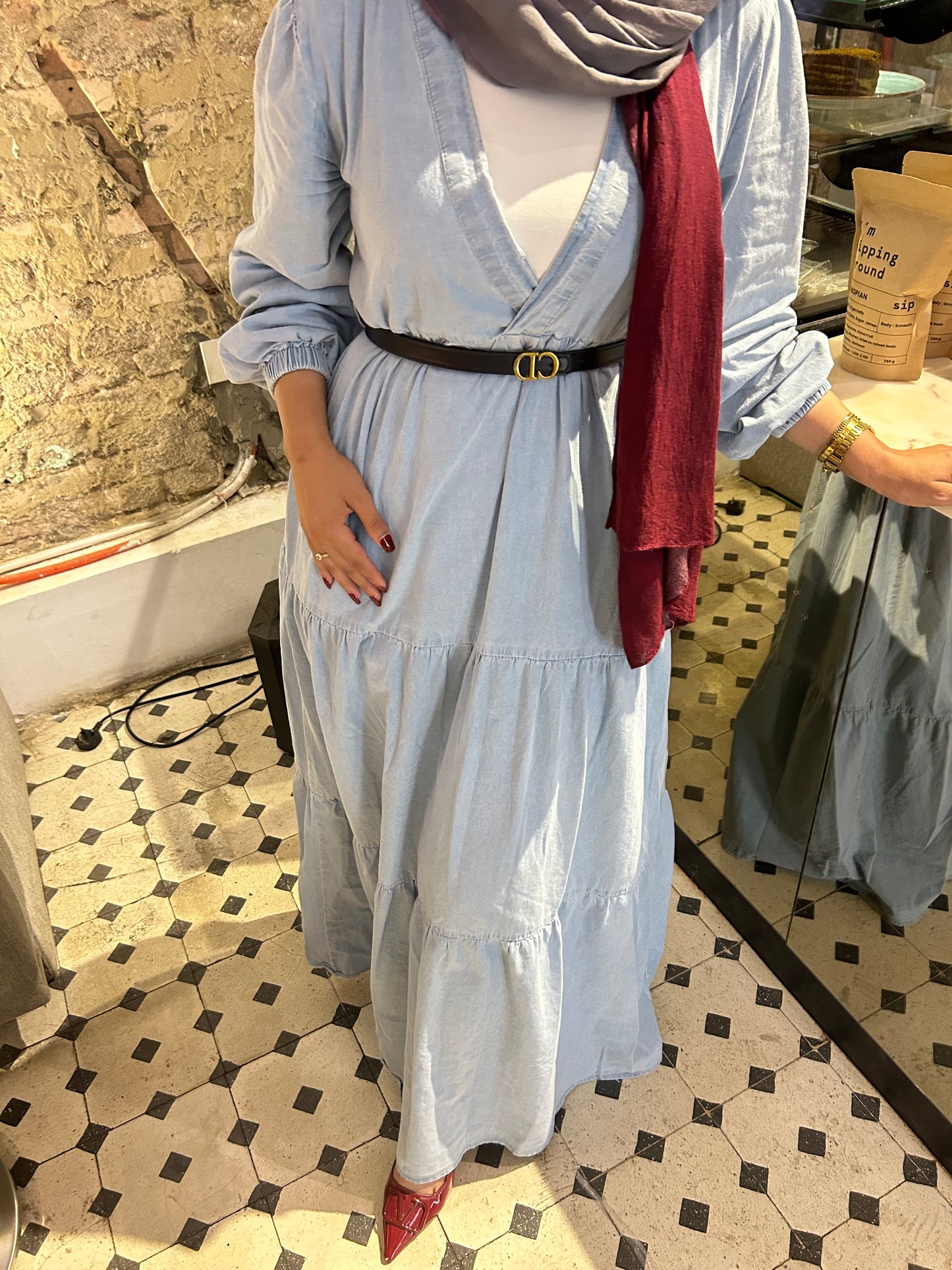 DENIM DRESS ( LIGHT BLUE )