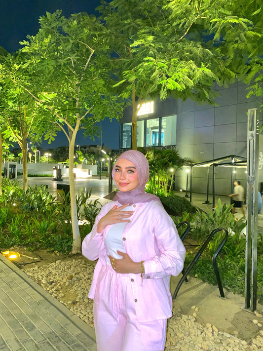 OVER SIZE LINEN SUIT ( PINK )