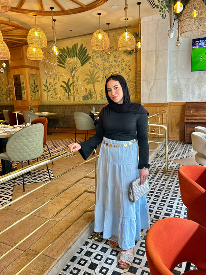 LINEN SKIRT ( BABY BLUE )