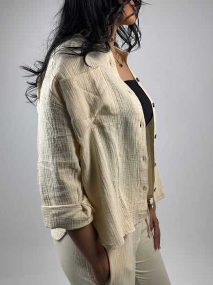 OVER SIZE LINEN SUIT ( BEIGE )