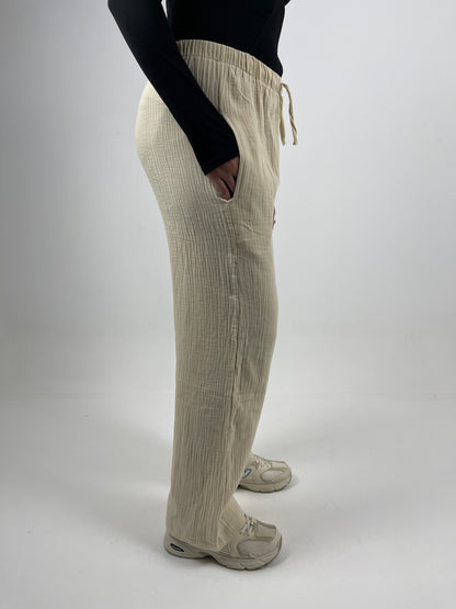 WIDE LEG LINEN PANTS ( BEIGE)