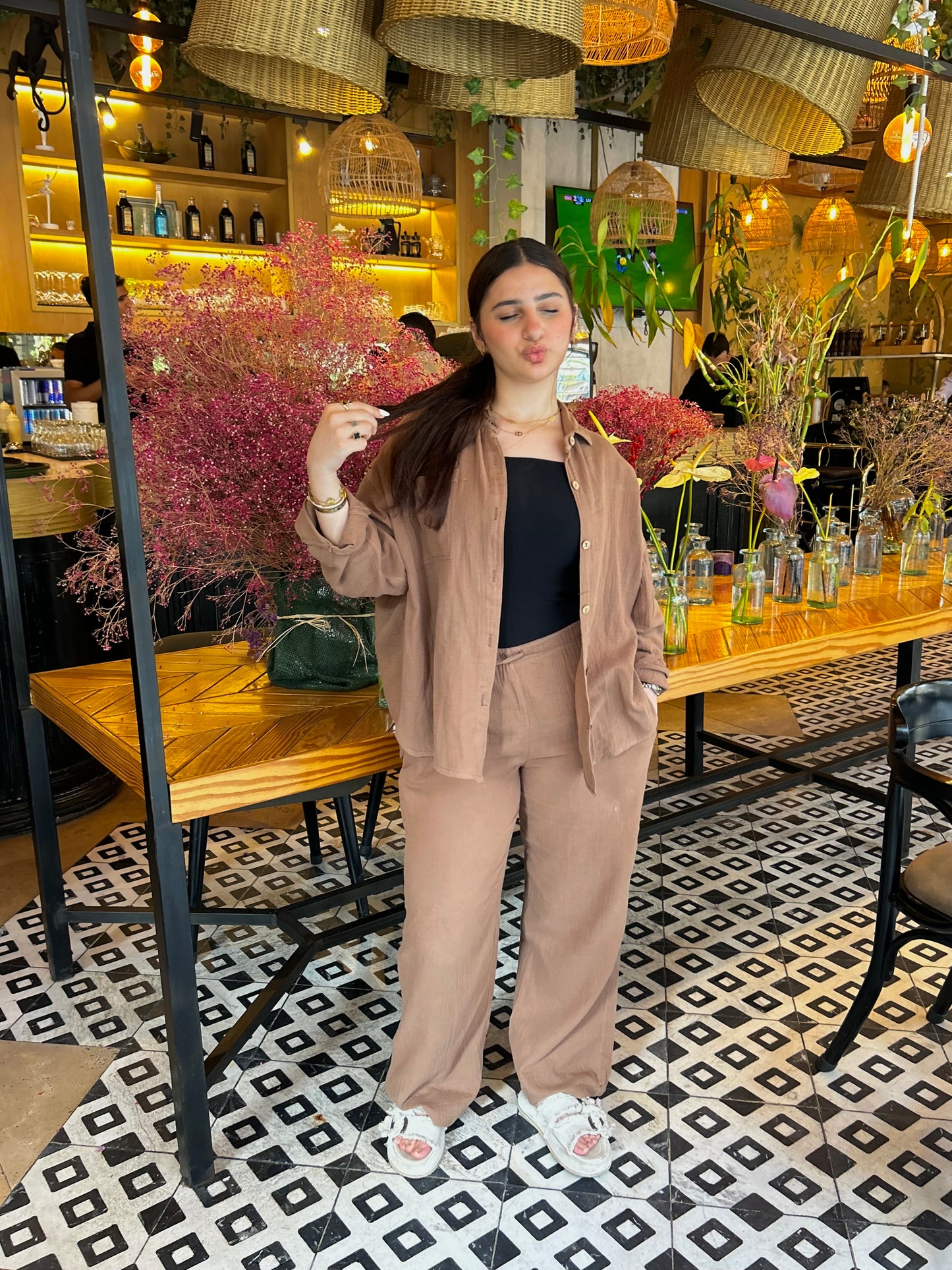 LINEN SUIT ( BROWN )